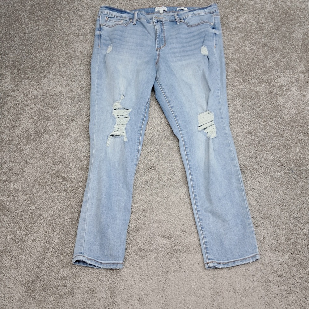 Sofia Jeans by Sofia Vergara Skinny Ankle Light Wash Distressed Denim Womens 16